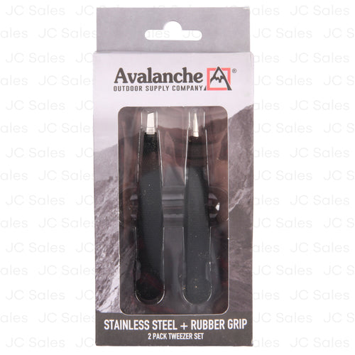 avalanche tweezer stain steel rybber grip 2pc -- 12 per box