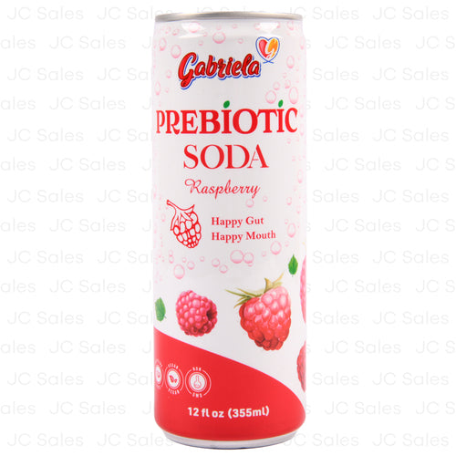 gabriela prebiotic soda raspberry 355 ml -- 24 per case