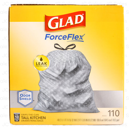 glad tall kitchen drawstring bags 13gal 110 ct -- 1 per case