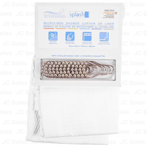 mfiber shower curtain liner w hook ova 70x72 -- 12 per case