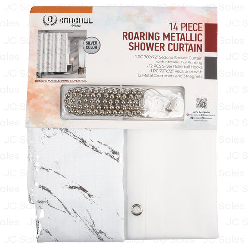 roaring metallic shower curtain 70x72 asst color 13 pc -- 12 per case