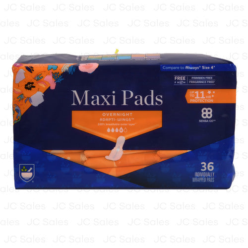 maxi pads overnight size 4 36 ct -- 6 per case