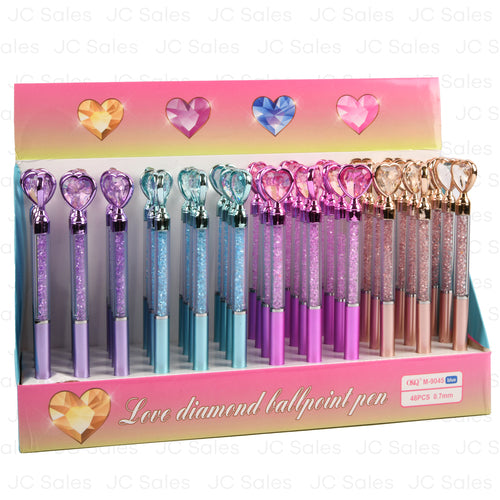 black ink pen heart shape asst color disp -- 48 per box