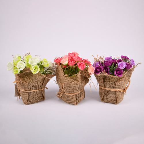 flower plant in burlap pot 3 color -- 12 per box
