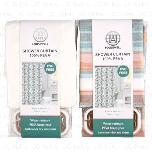 shower curtain 100 peva w hooks asst 71x71 -- 48 per case