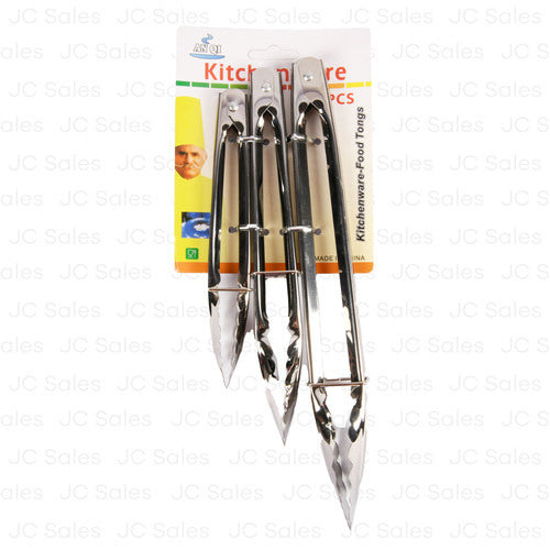 kitchen food metal tongs asst size 3 pc -- 12 per box