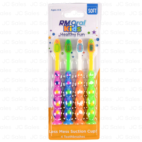 rm oral kids toothbrushes suction cup soft 4ct -- 8 per box