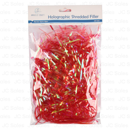 angels craft iridescent holographic shred filler red -- 12 per box