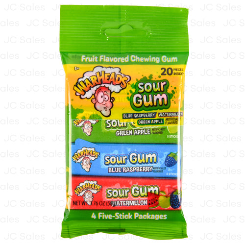 warheads sour gum fruit flavored 4 pk 1.76 oz -- 10 per box