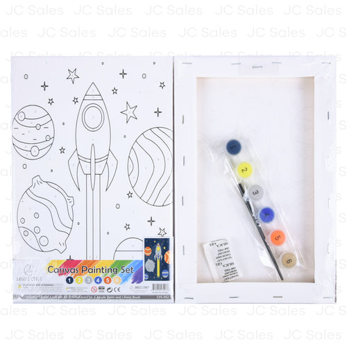 angels craft paint by number canvas set space planet w brush paint -- 12 per box