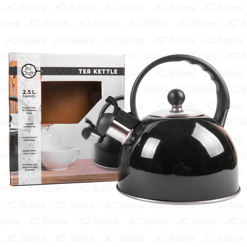 tea kettle black stainless steel 2.5lts -- 12 per case
