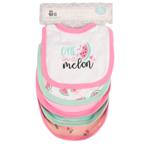 baby girl melon bib asst 5 pk -- 12 per box