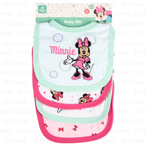 baby girl bib minnie asst 4 pk -- 12 per box