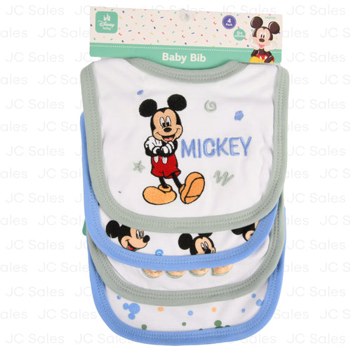 baby boy bib mickey asst 4 pk -- 12 per box
