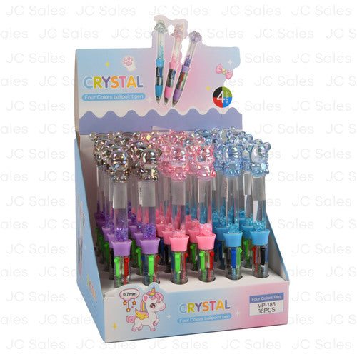 crystal bear pen multi color asst -- 36 per box