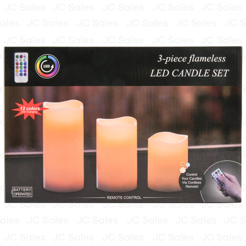 flameless led candle 12 colors w remote 3 pc -- 12 per case