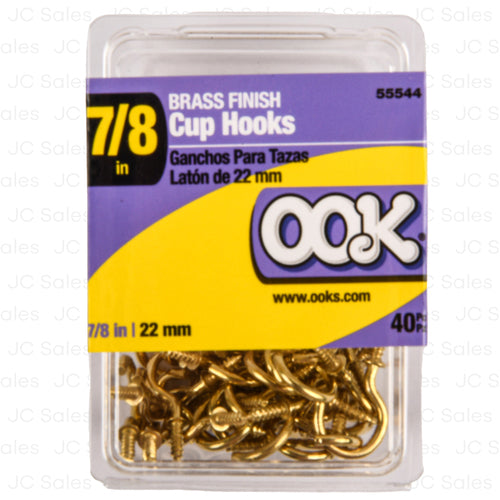 brass finish cup hooks 7 8 40 pc -- 40 per case