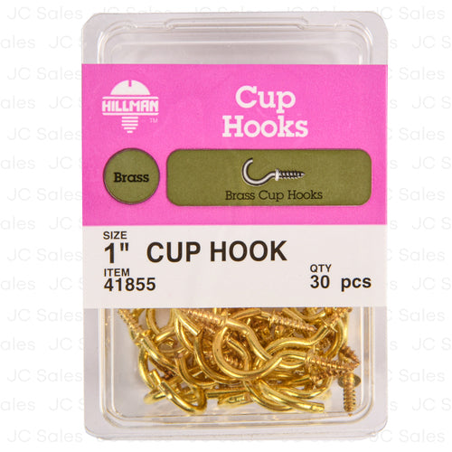 hillman brass cup hooks 1 30 ct -- 40 per case
