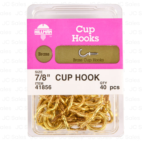 hillman brass cup hooks 7 8 40 ct -- 20 per case