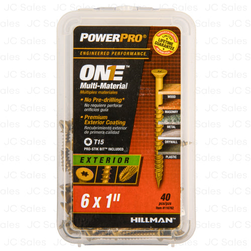 power pro multi material screw 6x1 40 ct -- 6 per box