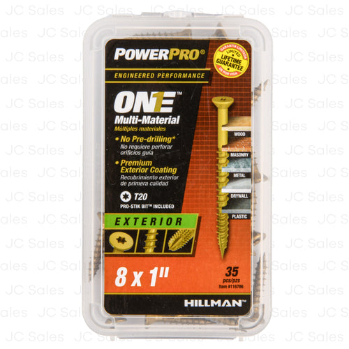 power pro multi material screw 8x1 35 ct -- 6 per box