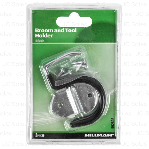 hillman broom tool holder hook black 2 pc -- 60 per case