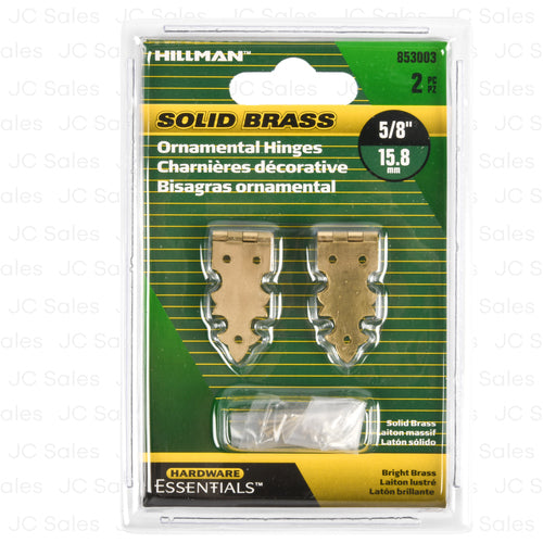 hillman solid brass ornamental hinge set 5 8 2 pc -- 85 per case
