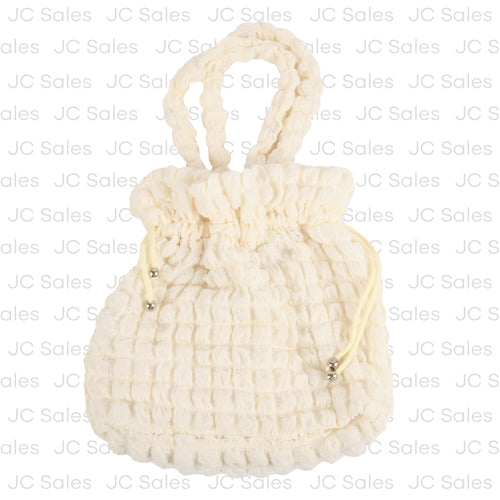quilted drawsting handbag ivory -- 12 per case