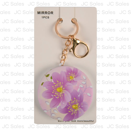 key chain w mirror floral design -- 12 per box