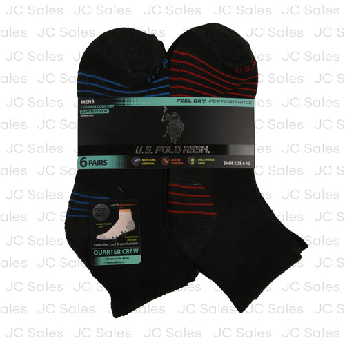 u.s. polo men socks quarter blk asst sz 6-12 6 pr -- 48 per case
