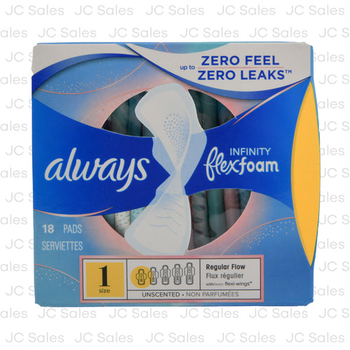 always infinity pads w wings size 1 regular 18 ct -- 4 per case