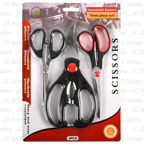household scissors set black 3 pc -- 12 per box