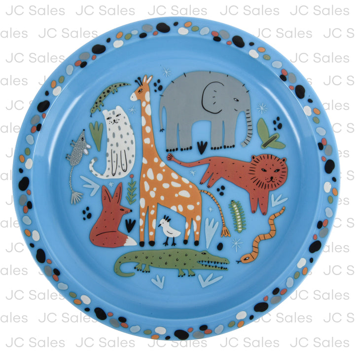 plastic rimmed plate jungle animals blue 8 -- 12 per case