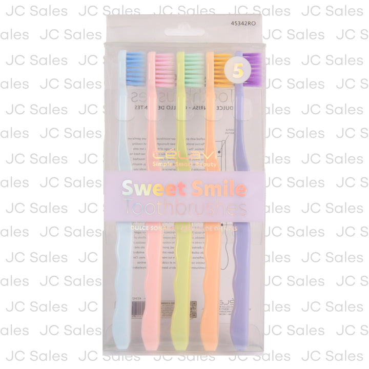 sweet smile toothbrushes pastel colors 5 ct -- 12 per box