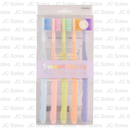 sweet smile toothbrushes pastel colors 5 ct -- 12 per box