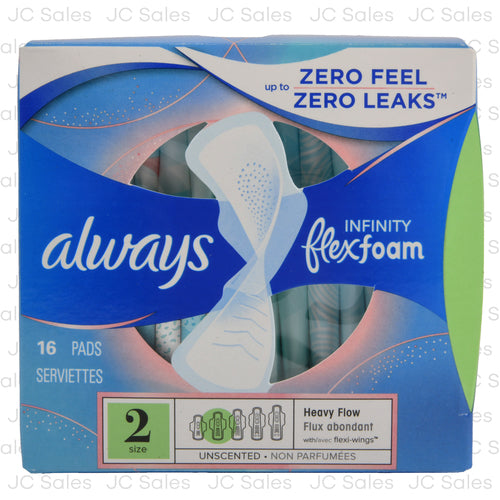 always infinity pads w wings size 2 heavy 16 ct -- 6 per case