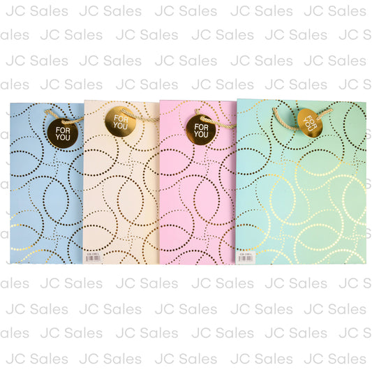 gift bag gold patterns asst design lg 32x26x12 cm -- 12 per box