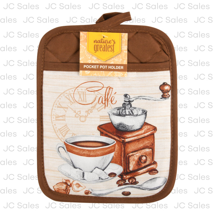 coffee printed pocket pot holder 7x9 -- 12 per box