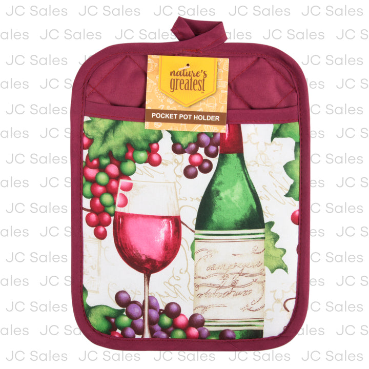 wine printed pocket pot holder 7x9 -- 12 per box