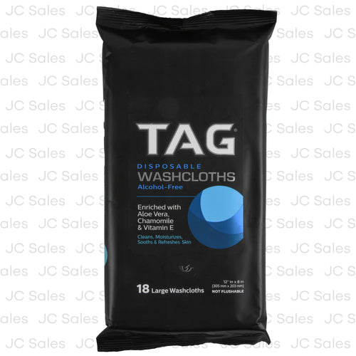 tag disposable washcloths aloe chamomile vit e 18 ct -- 12 per case