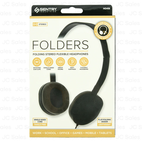 sentry folding stereo headphones -- 50 per case