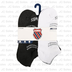k-swiss men low cut socks blk wht sz 10-13 6 pr -- 3 per box