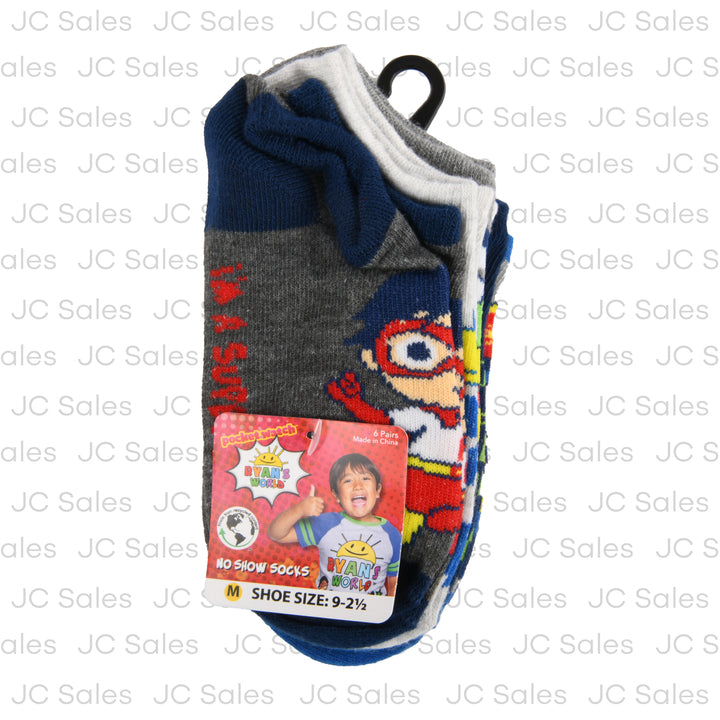 ryan s world no show socks asst sz 9-2.5 6 pr -- 24 per case