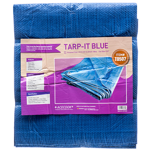blue tarpaulin 5 x 7 - waterproof & tear resistant -- 50 per case