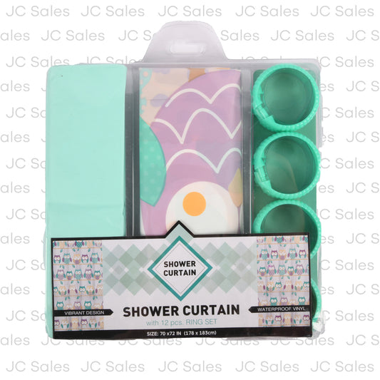 shower curtain w liner hooks asst 70x72 -- 24 per case