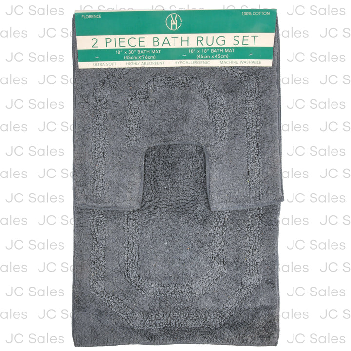 florence bath rug set charcoal 2 pc -- 12 per case