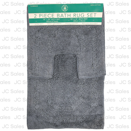 florence bath rug set charcoal 2 pc -- 12 per case