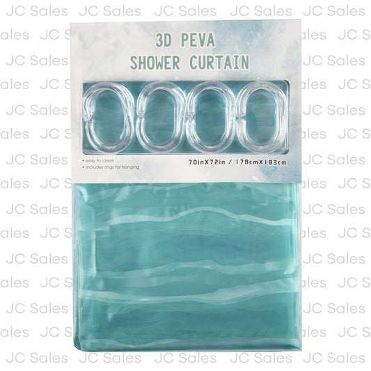 3d shower curtain w c hooks asst 70x72 -- 24 per case