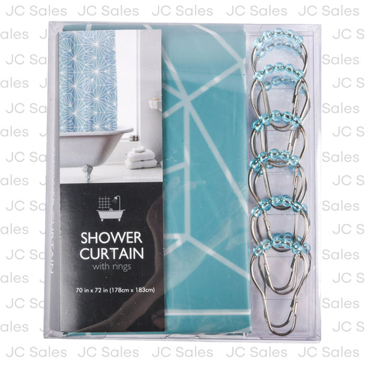 shower curtain w metal rings asst 70x72 -- 12 per case