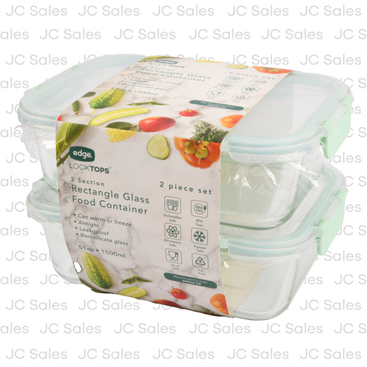 2set glass food container 51 oz lock tops -- 6 per case